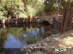 creek restoration fish passage arch structure