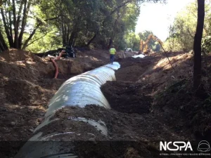 creek restoration fish passage arch structure