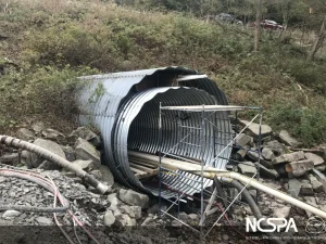 slip line rehabilitation steel structural plate pipe culvert crossing