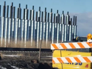 Corrugated metal pipe used for stormwater management on a major Nebraska transportation project.