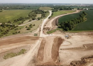 Aerial view of the Lincoln South Beltway, one of the largest Nebraska DOT projects in state history.